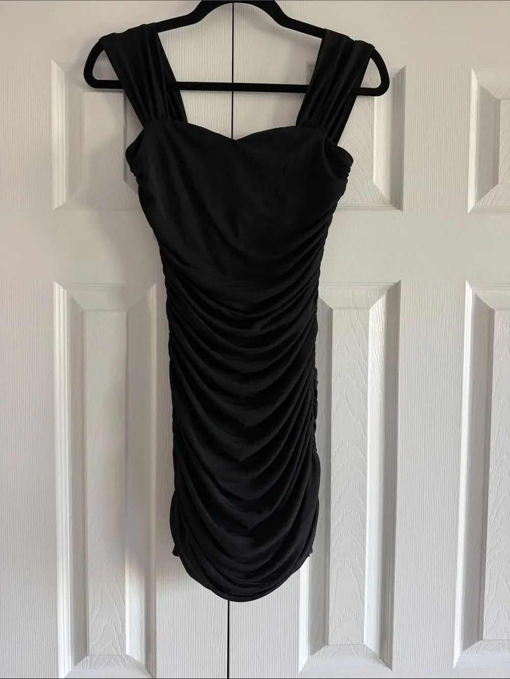 Katie J NYC Black Ruched Sweetheart Tank Dress XS Junior Bodycon Mini Dress